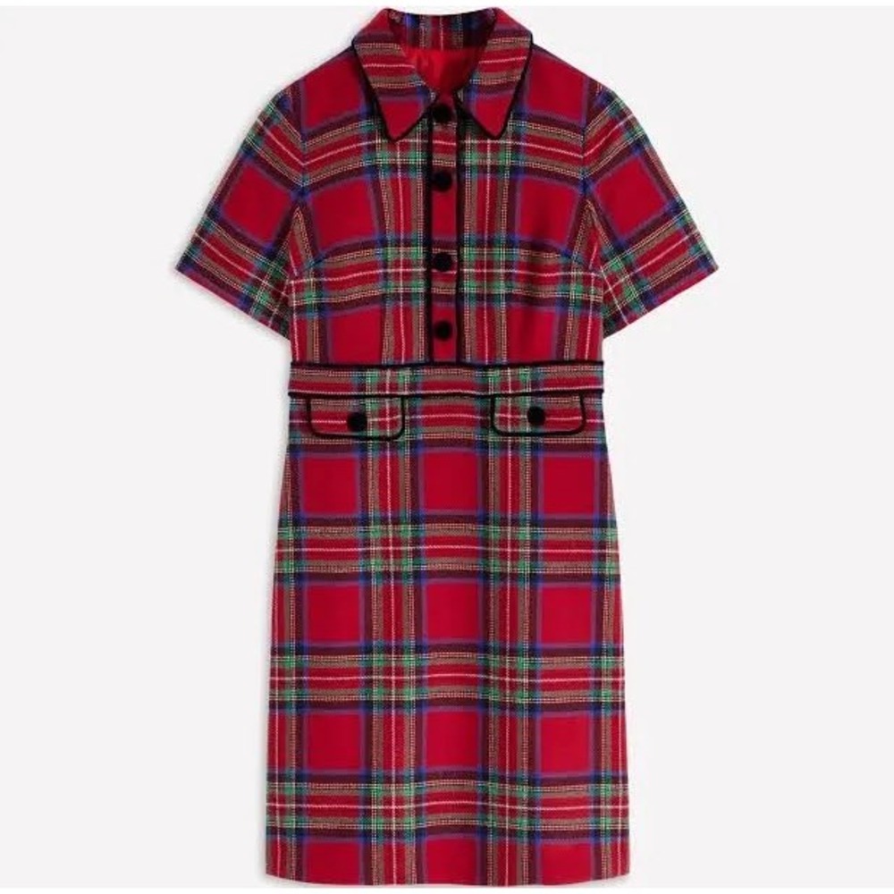 Boden Plaid Wool Blend Shift Dress Red Tartan Size 10R New With Tags‎